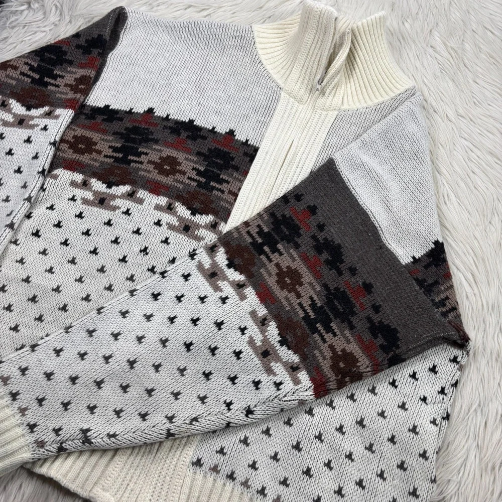 Vintage 90's London Fog Men's XL Zip Front Cardigan Navaho Boho Nordic - Picture 2 of 5